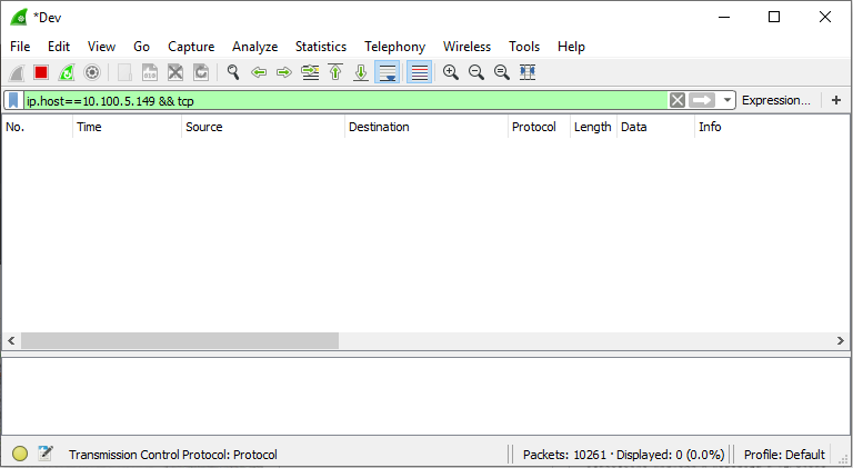 Working with Wireshark.